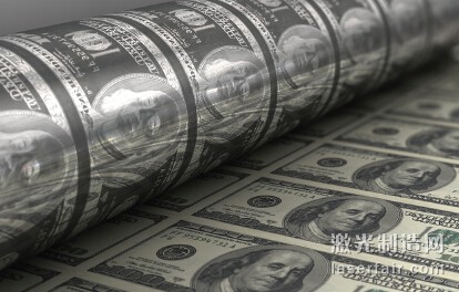 圖2：用激光雕刻印刷紙幣用的滾筒。